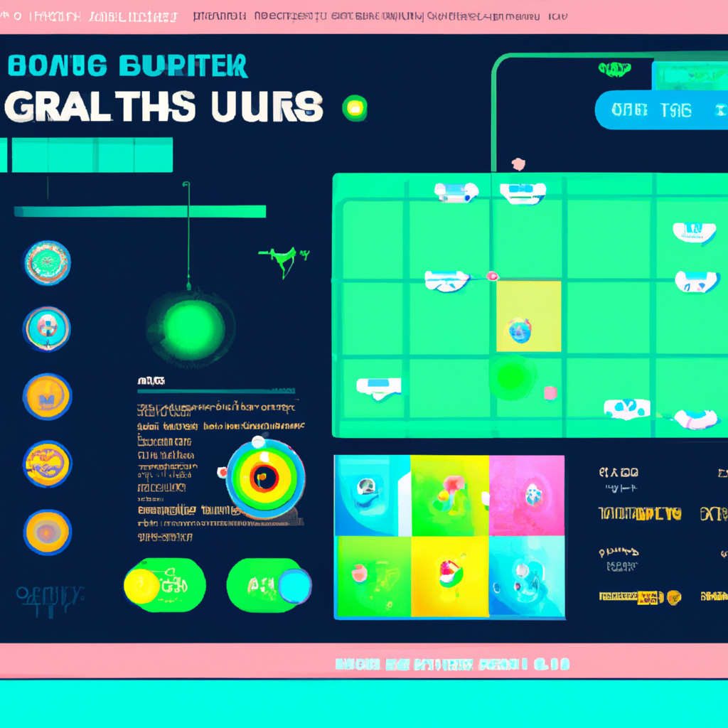 UI kit preview: neon tiles and status bars
